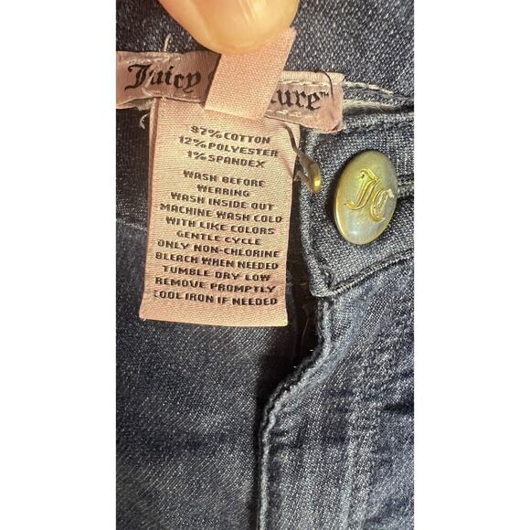 Juicy Couture Dark Wash Distressed Cuff Stretch Lightweight Bermuda Short Sz 10 - Picture 7 of 8